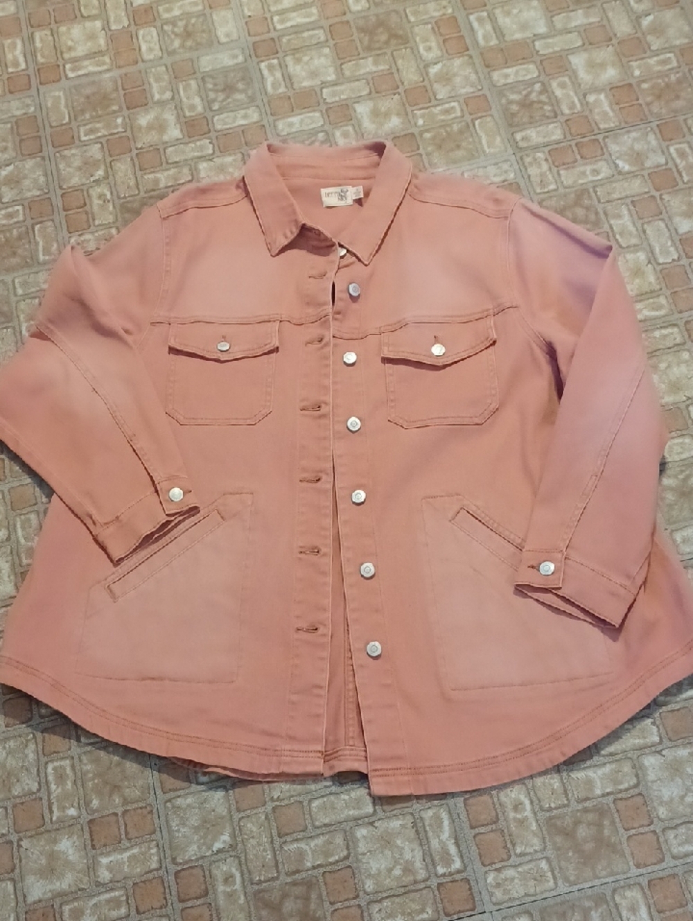 Terra & Sky Dusty Rose Button-Front Jean Jacket Size 2xlarge